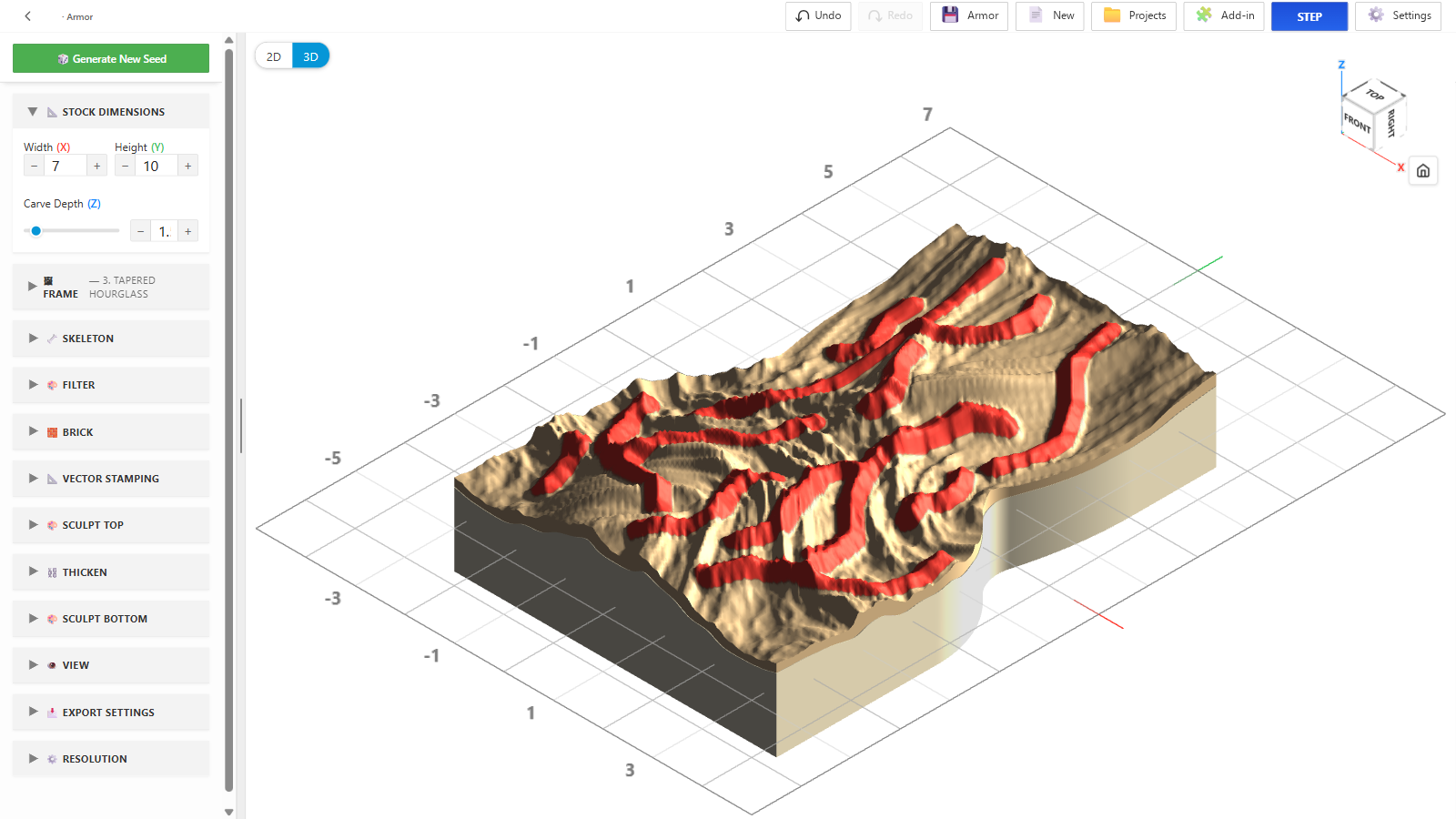 B-Spline Generator 3D Relief View